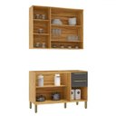 Ver imagem 2 de Cozinha Compacta Napoli 6 Portas 2 Gavetas 100% Mdf com Vidro Amêndoa/chumbo - Rio Doce