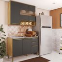 Ver imagem 3 de Cozinha Compacta Napoli 6 Portas 2 Gavetas 100% Mdf com Vidro Amêndoa/chumbo - Rio Doce