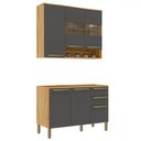 Ver imagem 1 de Cozinha Compacta Napoli 6 Portas 2 Gavetas 100% Mdf com Vidro Amêndoa/chumbo - Rio Doce