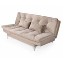 Ver imagem 1 de Sofá-Cama Casal Versátil Veludo Liso Bege