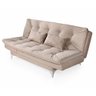 Sofá-Cama Casal Versátil Veludo Liso Bege - 1
