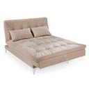 Ver imagem 4 de Sofá-Cama Casal Versátil Veludo Liso Bege