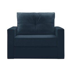 Sofá Cama Multi 1 Lugar 1,28M Retrátil Suede Animale Azul - Ilha Bela - 1