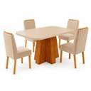 Ver imagem 5 de Sala de Jantar 130x90 Iris 4 Cadeiras Bom Pastor Base Naturale Cadeiras Bege