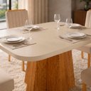 Ver imagem 2 de Sala de Jantar 130x90 Iris 4 Cadeiras Bom Pastor Base Naturale Cadeiras Bege