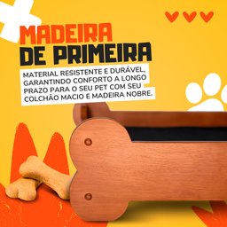 Caminha Pet Formato Ossinhos em Madeira Maciça (eucalipto) - Colchão Azul Liso - 4