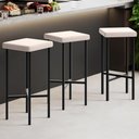 Ver imagem 2 de Kit 03 Banquetas Alta Bar Cozinha Sala de Jantar Preto Stella L02 Suede Bege - Lyam Decor
