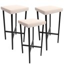 Ver imagem 1 de Kit 03 Banquetas Alta Bar Cozinha Sala de Jantar Preto Stella L02 Suede Bege - Lyam Decor