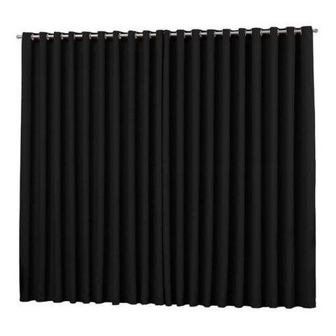 Cortina para Sala e Quarto Preta 3,0 X 2,8m com Ilhós Prata