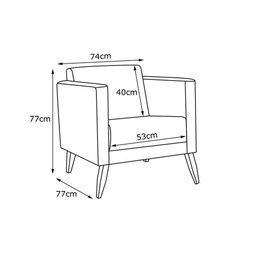 Poltrona Decorativa Konay 1 Lugar Corano Bege Claro - Gran Belo Decor - 3