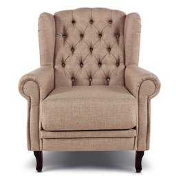 Poltrona Decorativa Berger com Puff London Pés Madeira Linho Bege - Arteclasse - 2