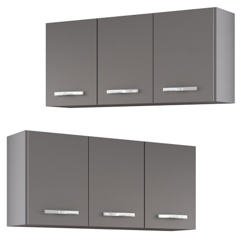 Armários de Cozinha Aéreo 3 Portas 120cm Kit 2 Honduras Cinza - Lumil Lumil Móveis