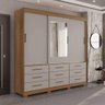 Guarda Roupa New Star 3 Portas 9 Gavetas com Espelho Salleto Cinamomo/ Off White - 1