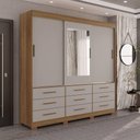 Ver imagem 1 de Guarda Roupa New Star 3 Portas 9 Gavetas com Espelho Salleto Cinamomo/ Off White