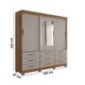 Guarda Roupa New Star 3 Portas 9 Gavetas com Espelho Salleto Cinamomo/ Off White - 3