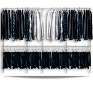 Arara cabideiro aramado trilho parede closet loja suspenso Br 3,40 m