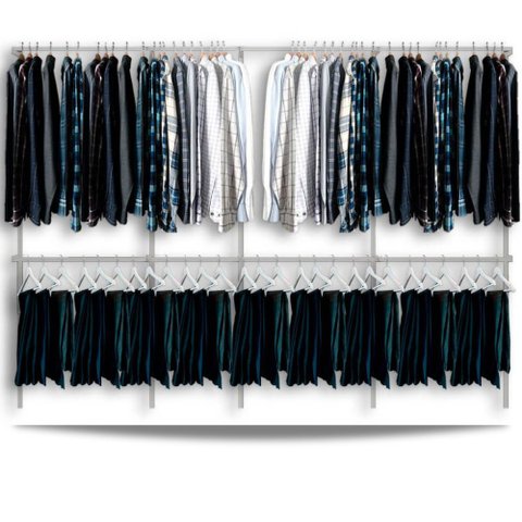 Arara cabideiro aramado trilho parede closet loja suspenso Br 3,40 m