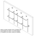 Ver imagem 2 de Arara cabideiro aramado trilho parede closet loja suspenso Br 3,40 m