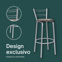 Ver imagem 4 de Kit 4 Banquetas para Balcão Flórida Prata Bistrô Ilhas Cozinha Gourmet Bares