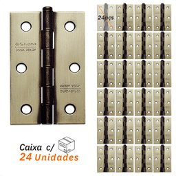 Kit 24 Dobradiças Silvana 850 até 20kg - 3" Oxidado - 1
