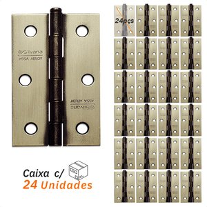Kit 24 Dobradiças Silvana 850 até 20kg - 3" Oxidado