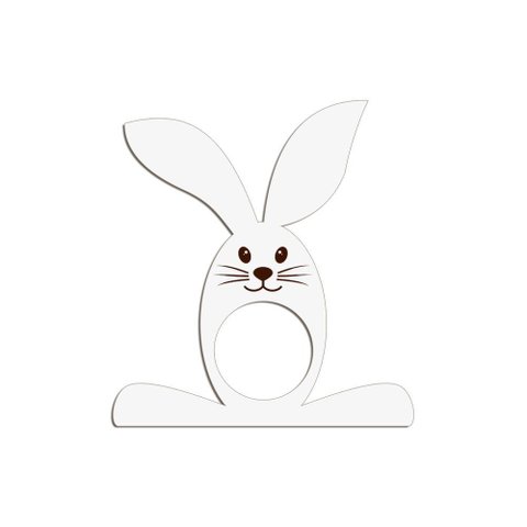 Porta Guardanapo Coelho com Carinha 9cmx9,8cm Kit 4 Peças - Cria Arte Laser Branco