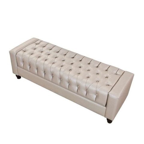 Puff Decorativo com Pés de Madeira Paiva Tcs-355 Bege - Laura Lar