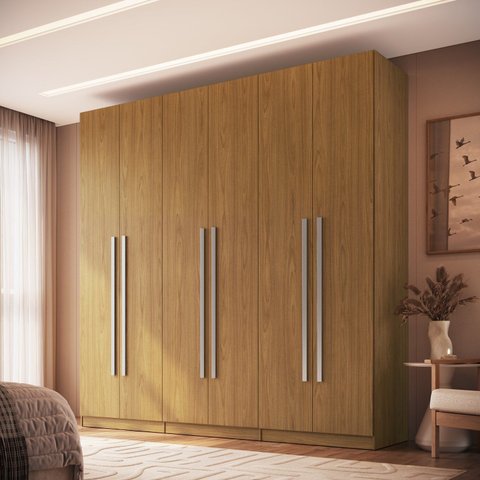 Guarda-Roupa Modulado 237cm com 6 Portas Cabideiros e Gavetas Integrato