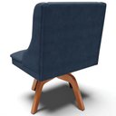Ver imagem 6 de Kit 3 Cadeiras Decorativas Sala de Jantar Base Giratória de Madeira Firenze Suede Azul Marinho/Natur