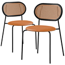 Ver imagem 1 de Kit 2 Cadeiras Jantar Velvet Encosto Rattan Estofado Caramelo