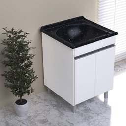 Kit Lavanderia com Tanque A.J Rorato Amélia Branco e Preto 61x61Cm - 2