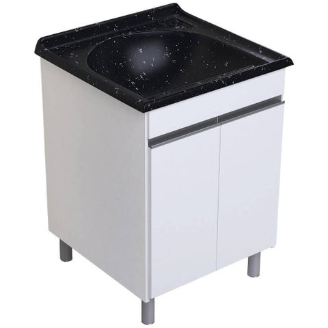 Kit Lavanderia com Tanque A.J Rorato Amélia Branco e Preto 61x61Cm