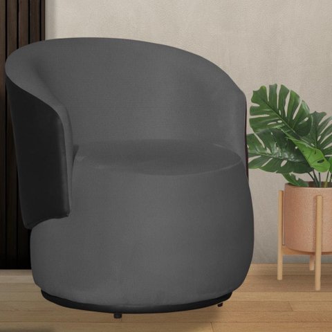 Poltrona Organica Beatriz Suede Cinza C/ Composê Corano Preto - Lm Decor