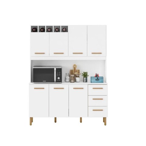 Armário de Cozinha Alice 1,57m com 7 Portas Branco