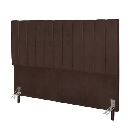 Cabeceira Estofada Cama Box King 195 Cm Sara Corino e Frame Cor:marrom