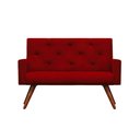 Ver imagem 4 de Kit Namoradeira + 2 Poltronas Decorativa Nina Capitonê Suede Vermelho - Dominic Decor