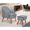 Ver imagem 4 de Poltrona Decorativa Agata com Puff Pés Palito Azul Marinho - Konfort