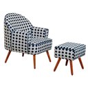 Ver imagem 1 de Poltrona Decorativa Agata com Puff Pés Palito Azul Marinho - Konfort