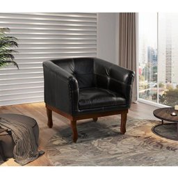 Poltrona Decorativa Noah Couro Brilho Preto - 2 Poltrona Decorativa Noah Couro Brilho Preto - 2
