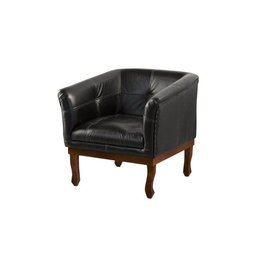 Poltrona Decorativa Noah Couro Brilho Preto - 1 Poltrona Decorativa Noah Couro Brilho Preto - 1