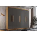 Ver imagem 1 de Guarda Roupa Casal 6 Portas e 2 Gavetas C/ Pés Espanha Naturale/grafite - Rufato