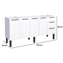 Ver imagem 2 de Gabinete Armário Cozinha Jupter 1.80 Mt 100% Aço Galvanizado P/ Pia -balção 180 Cm -4 Portas- 3 Gave