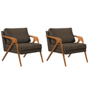 Ver imagem 1 de Kit 2 Poltronas Sala de Estar Madeira Maciça Cerejeira Monique Assento Veludo Marrom