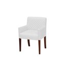 Ver imagem 1 de Poltrona Decorativa Liverpool Base Madeira Corano Branco - Gran Belo Decor