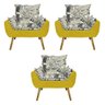 Kit 3 Poltronas Decorativas Opala Jornal Amarelo - Kasa Sofá - 1