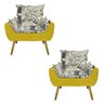 Kit 2 Poltronas Decorativas Opala Jornal Amarelo - Kasa Sofá - 1