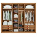 Ver imagem 4 de Guarda Roupa Casal 100% Mdf 6 Portas Easy Move 2,40 com Espelhos Amendoa Clean