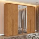 Ver imagem 1 de Guarda Roupa Casal 100% Mdf 6 Portas Easy Move 2,40 com Espelhos Amendoa Clean