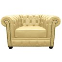 Ver imagem 1 de Poltrona Chesterfield com Pés Madeira Couro Bege - Mempra 