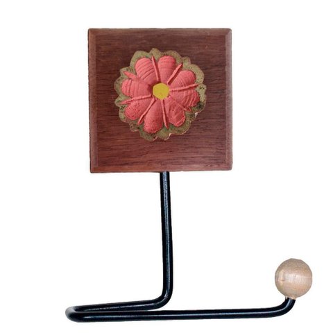 Porta Papel Higiênico Madeira Flor Cor Terracota
